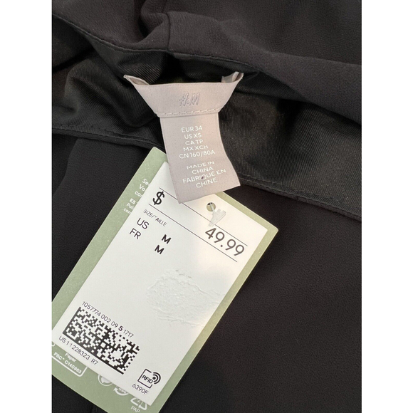 H&M Sleeveless Wide Leg Jumpsuit Size XS Black Elastic Waist Strappy - Picture 5 of 5